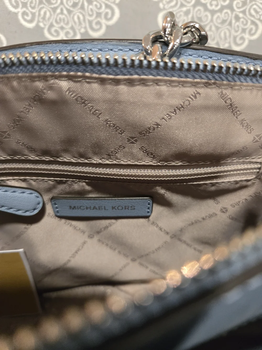 Michael Kors Powder Blue Leather Satchel with Silver Hardware NWT